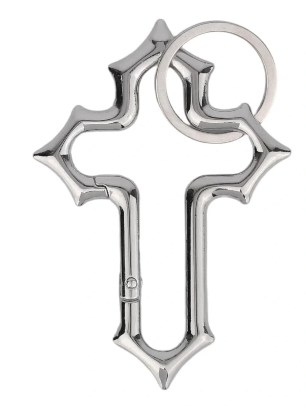 NWT Y2K Cross Carabiner Keychain, silver-tone, gothic/ grunge